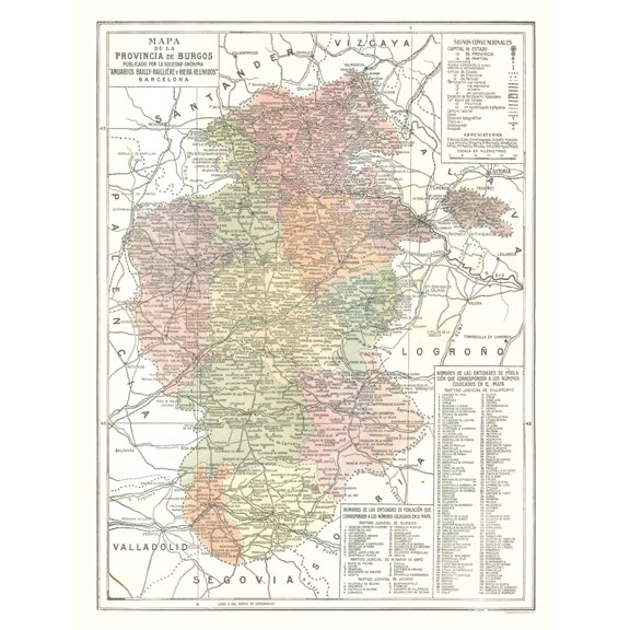 Historic Map - Burgos Province Spain - Pompido 1913 - 23 x 30.30 - Vintage Wall Art