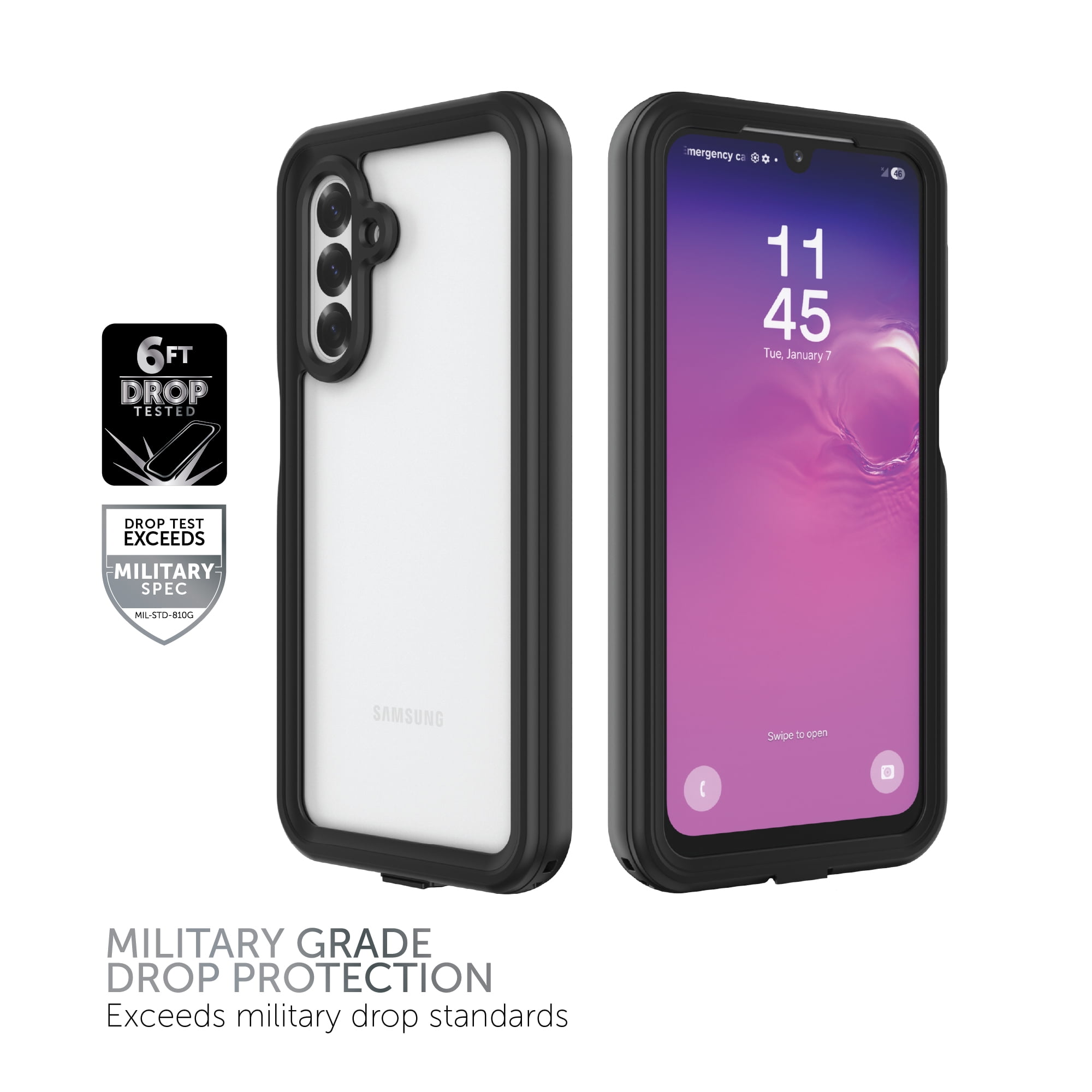 Body Glove Tidal Waterproof Phone Case for Samsung Galaxy A26 5G - Black/Clear