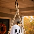 thumbnail image 4 of Halloween Ghost Swing Hanging Decoration, Fabric Ghost Holding Pumpkin on Rope Swing for Front Door, Porch, Tree, Yard and Indoor Outdoor Decor 23.62 x 7.87 Inch, 4 of 7