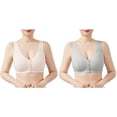 thumbnail image 2 of 2 Pack Plus Size Everyday Bras for Women Cotton Full Coverage Soft Sleep Wirefree Bras Soft Cup No Underwire T-Shirt Bra Sleep Bralette, Pink and Blue, 2 of 8