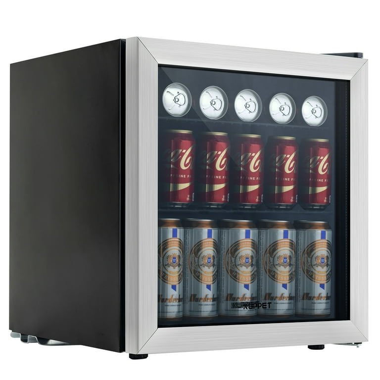 WANAI 120-Can Beverage Cooler and Refrigerator, Small Mini Fridge for Home,  Office or Bar with Glass Door and Adjustable Removable Shelves,Perfect for  Soda Beer or Wine, Stainless Steel, 3.5 Cu.Ft. 