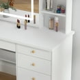 thumbnail image 4 of KULAGAGA Makeup Vanity Table with Lighted Mirror, Vanity Desk Makeup Dressing Table with 5 Drawers and Cushioned Stool for Women and Girls,White, 4 of 8