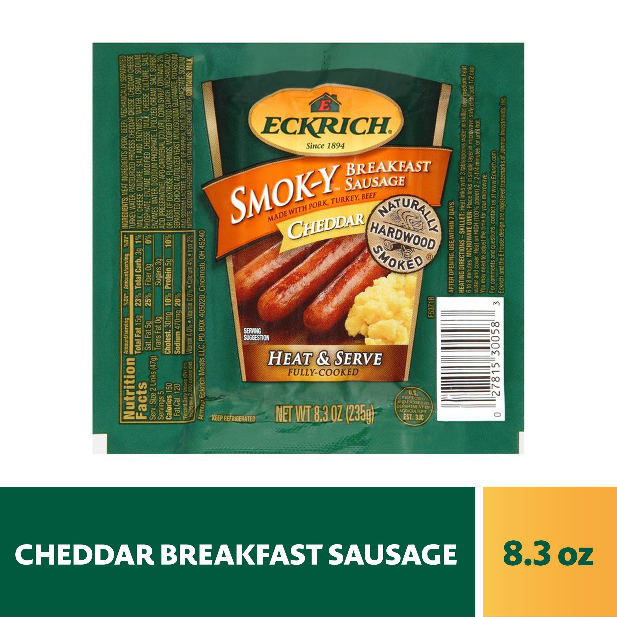 Eckrich Smok-Y Cheddar Breakfast Smoked Sausage Links, 8.3 oz
