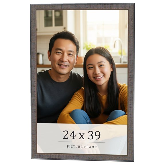 24x39 Frame Blue Kingsley Pewter Solid Wood Picture Frame Width 0.75 Inches |Interior Depth 0.5