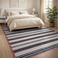 thumbnail image 3 of ODIKA 8'x10' Washable Area Rug Non-Slip Chair-Friendly Mat Striped Farmhouse Ticking With Vintage Banded Border Accents for Dining Room, Large Office, Lounge, 3 of 7