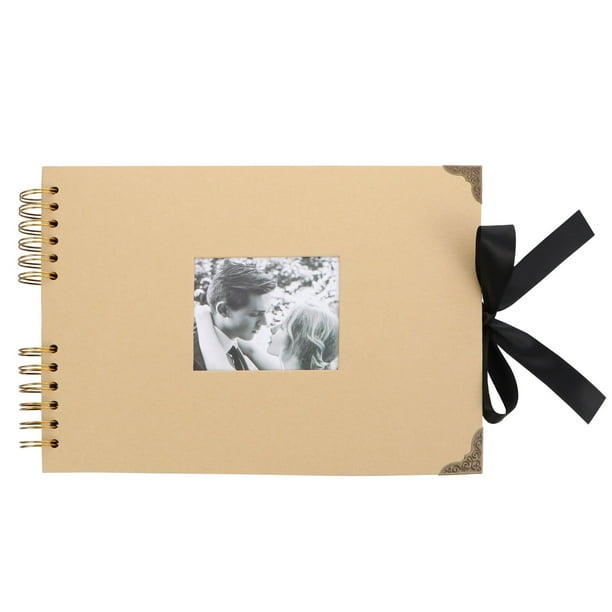 Álbum de fotos creativo de bricolaje Álbum de fotos de álbum de recortes de página negra con lazo de cinta