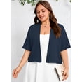 thumbnail image 6 of SHOWMALL Womens Plus Cropped Cardigan Open Front Shrug for Dresses Lightweight Bolero for Summer Navy Blue 2X, 6 of 8