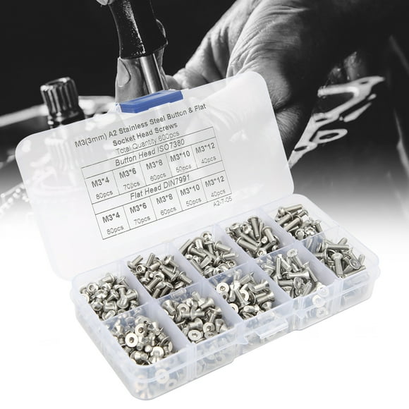 Hex Screws, 600Pcs Stainless Steel Hex Head Screws, Screw Organizer Machinery Industries for Office Equipment Home Equipment Equipment