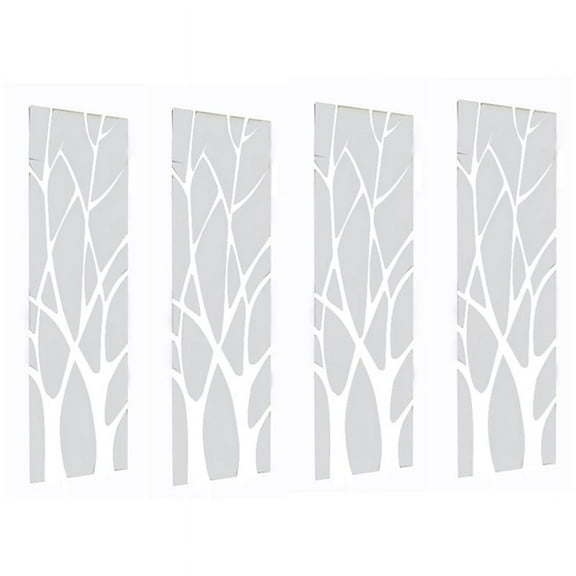 4X 3D Acrylic Tree Mirror Wall Sticker Removable DIY Art Decal Home Decor Mural 100X28CM,4 x Wall Sticker,Silver