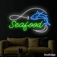 thumbnail image 3 of Craftnamesign Seafood Neon Sign, Seafood Restaurant Decor, Seafood Signage, 3 of 4