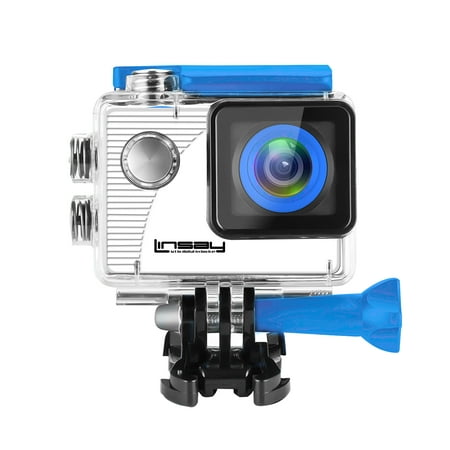 LINSAY X5000AB Funny Kids Action Camera Sport Outdoor Activities HD Video and Photos Blue Micro SD Card Slot up to 32