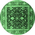thumbnail image 1 of Ahgly Company Indoor Round Oriental Emerald Green Industrial Area Rugs, 5' Round, 1 of 4