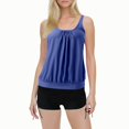 thumbnail image 1 of Swimsuits Women Solid Color Stylish Ruffle Tankini Tops with Boyshorts Dark Blue Bathing Suits for Women L, 1 of 6