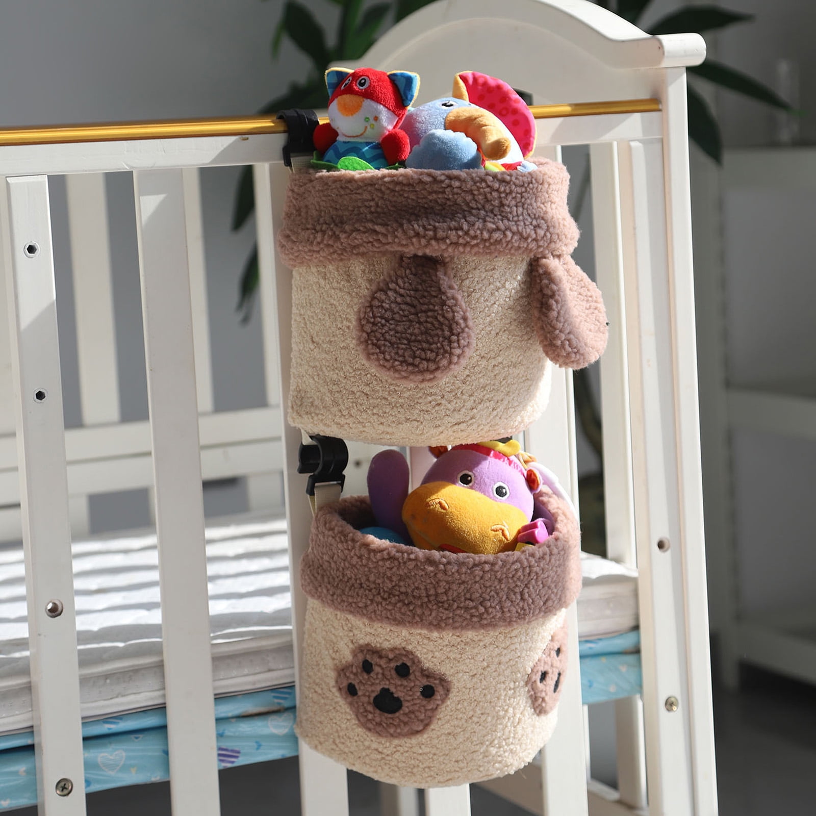 2-Piece Infant Bed Storage Bag, Tear-Resistant Cartoon Design & Installation for Diapers