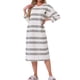 thumbnail image 2 of INSPIRAR CHIC Vestido de Noche para Mujeres de Algodón a Rayas de Manga Larga con Sujetador Incorporado Cuello Redondo Invierno Midi Ropa de Dormir, 2 of 6