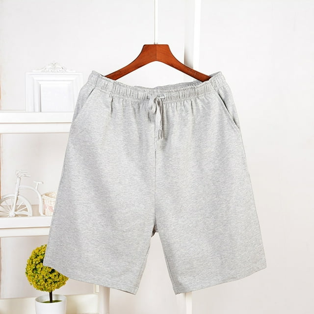 asjyhkr Plus Size Mens Pajama Shorts Elastic Waist Drawstring Breathable Lounge Home Shorts with Pockets,L-4XL
