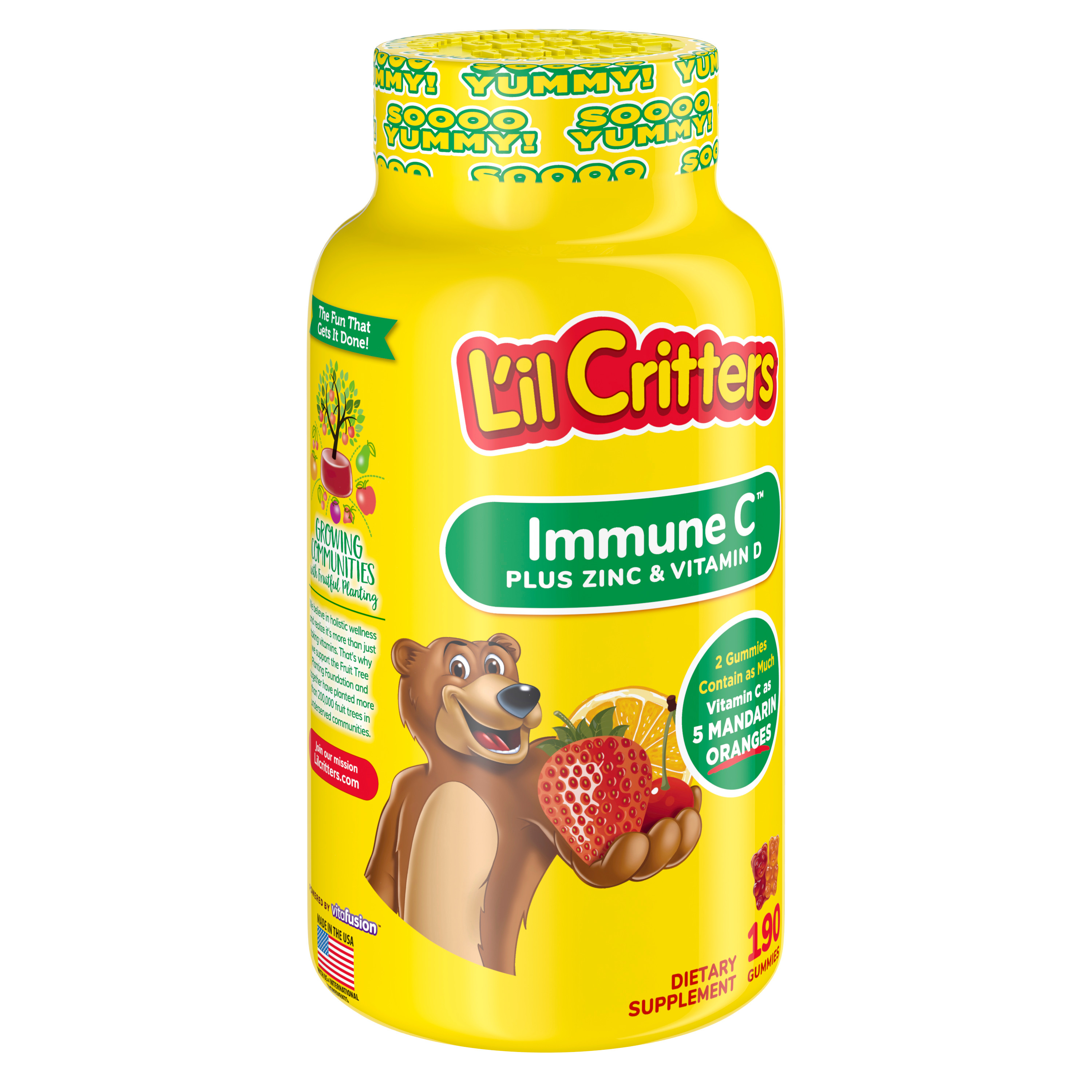 L'il Critters Immune C Kids Gummy Vitamin Supplement, Fruit Flavored Gummy  with Vitamin C, Zinc and Vitamin D,  190 Count - image 3 of 10