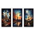 thumbnail image 2 of Designart "Surreal Elegance The Eiffel Tower I" Cityscapes Framed Wall Art Set Of 3 - Multi-Color France Frame Canvas Set For Living Room Decor, 2 of 7