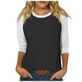thumbnail image 1 of Fgnfyis Haut à Manches 3/4 pour Femmes Été Décontracté Polyvalent Raglan Col Rond Chemise Décontractée Haut Noir_002 TTG, 1 of 5