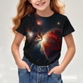 thumbnail image 2 of LNWUY Children's Summer Casual T-shirt Middle and Big Kids Starry Sky Printing Round Neck Short Sleeve Tops Shirt Black 11 Years, 2 of 6