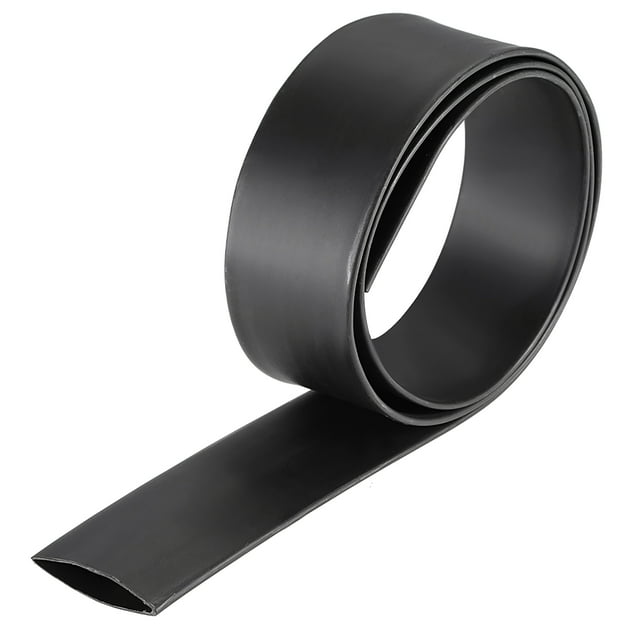 Tubos termocontraíbles Uxcell de 1" (25 mm) de diámetro, 1.65" de ancho plano, tubo retráctil con una tasa de 3:1, funda de cable de 1 m - Negro