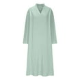 thumbnail image 4 of Meichang Summer Dresses for Women 2025 Vacation Maxi Dress 3/4 Sleeve Notch V Neck Casual Dresses Solid Loose Fit Beach Shirt Dresses with Pockets, 4 of 8