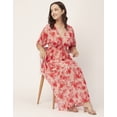thumbnail image 4 of Moomaya Printed Long Dress For Women, V-Neck Short Sleeve Sheer Coverup Maxi Dresses, 4 of 8