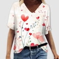 thumbnail image 2 of WEAIXIMIUNG T-Shirt à Manches Courtes Col en V Fleuri Mode Été pour Femmes Saint-Valentin, 2 of 4