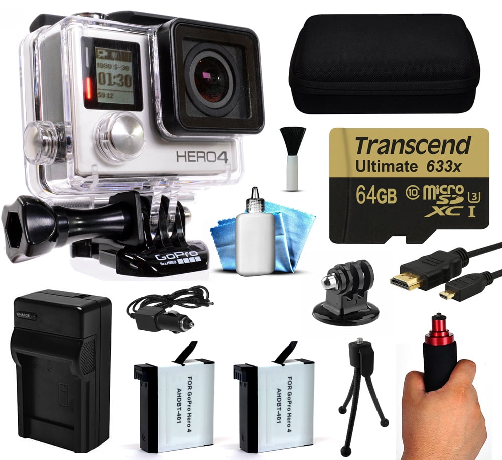 Buy GoPro Hero 4 HERO4 Black Edition 4K Action Camera Camcorder with 64GB Starter Accessory Kit with MicroSD Card, Hand... by GoPro
