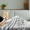 thumbnail image 3 of Kabuki Soft Flannel Fleece Throw Blanket, Samurai Warrior and Japanese Woman Portrait Drawings Sakura Blossoms, Cozy Plush for Indoor and Outdoor Use, 60" x 80", Black White Pink, by Ambesonne, 3 of 5