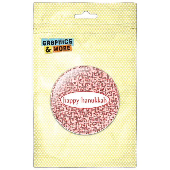 Happy Hanukkah Swirls Red Pinback Button Pin Badge