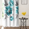 thumbnail image 3 of Lfeey Teal Floral Blackout Curtains, Thermal Insulated Noise Reducing Grommet Curtains for Bedroom Living Room, 42x72 Inches, 2 Panels, 3 of 7