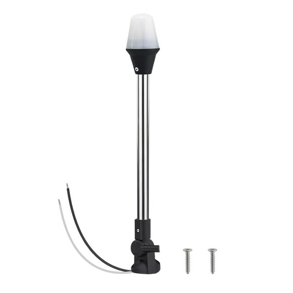 Pactrade Marine All-Round Boat Navigation Lights - 16-Inch LED White Stern Light (Surface Mount, Fold-Down Base) - Boat Accessories for Pontoon, Yacht, Kayak
