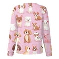 thumbnail image 3 of Dwralegc Nursing Jackets for Nurses Crew Neck Long Sleeve Button up Nurses Uniform Cute Cartoon Print Working Plus Size Lab Coat Pink M, 3 of 5