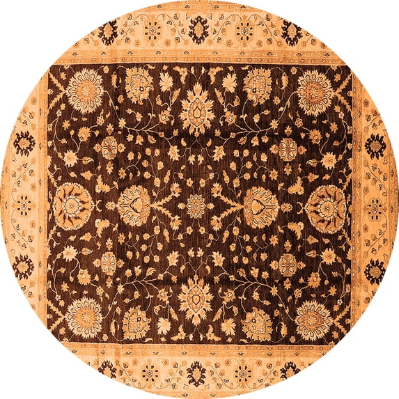Ahgly Company Indoor Round Oriental Orange Traditional Area Rugs, 3' Round