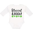 thumbnail image 3 of Inktastic Blessed and Lucky 4 Leaf Clovers St. Patrick's Day Boys or Girls Long Sleeve Baby Bodysuit, 3 of 5