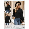 thumbnail image 7 of Xuanfei Women Textured Notch V Neck Puff Long Sleeve Top, 7 of 7