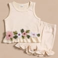 thumbnail image 6 of Xyant Toddler Baby Girl Clothes Knit Floral Fly Sleeve Tops Shorts Cute Summer Spring Outfits Infant Baby Girl Clothing Set (Beige,2-3 Years), 6 of 7