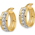 thumbnail image 2 of 14K Two-Tone Polished And Beaded Hoop Earrings (Width 19.2) (Length 19.3) - Jbsp, 2 of 5