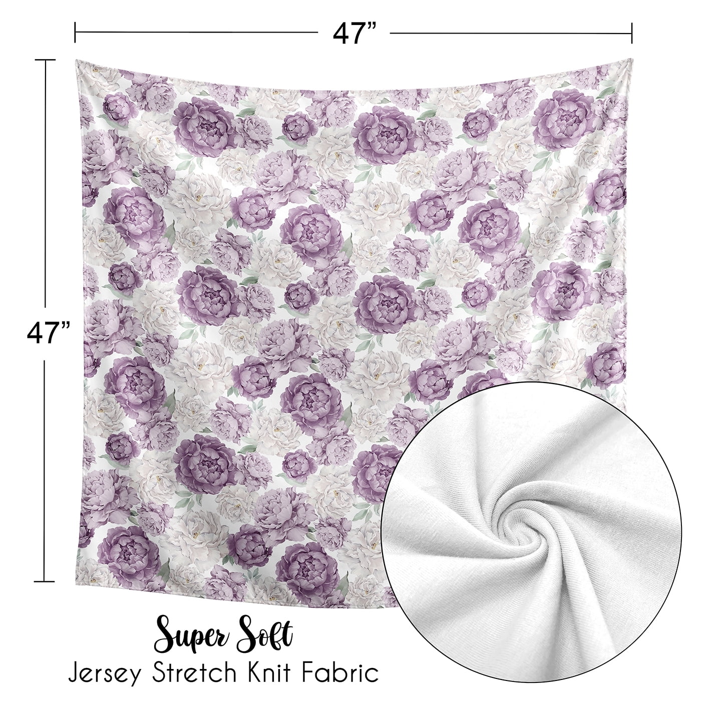 Sweet Jojo Designs Peony Floral Garden Lavender Purple and Ivory Girl Swaddle Blanket