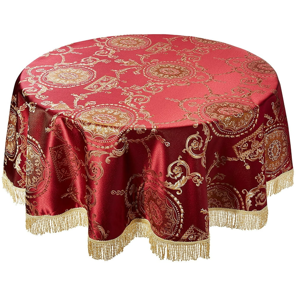 Prestige Damask Design Tablecloth Burgundy 60" Round