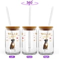 thumbnail image 2 of Hello Fall Boxer Enjoys Warm Campfire Autumn Night Bright Moon 16oz Glass Cup Mug Boxers Dog Lover Gifts Idea Glass Can with Bamboo Lid and Straw - 01008, 2 of 5