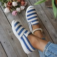 thumbnail image 6 of Blue Womens Canvas Flat Shoes Slip On Striped Print Casual Round Toe Comfortable Moccasins Loafers Size 42, 6 of 8