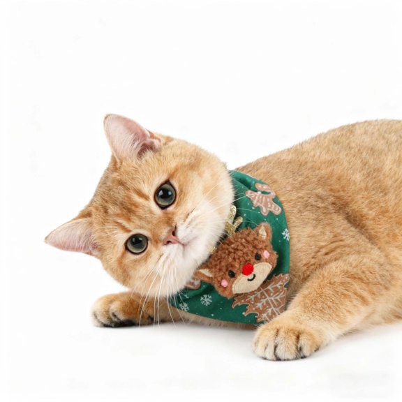 Sahpxhe Christmas Pet Triangular Scarf,Reindeer Design Cats Dogs Costume with Adjustable Snap Button,Soft Breathable Fabric for Dogs Cats Holiday Photo,12.6X4.33in Green-A