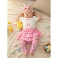 thumbnail image 6 of My First Easter Baby Girl Outfit Bunny Long Sleeve Romper + Layered Ruffle Bloomers Tutu Skirt Shorts + Socks + Headband 4Pcs Cute Clothes Set, 6 of 9
