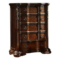 Pemberly Row Traditional 5-Drawer Chest Made with Wood in Dark Walnut