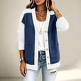 thumbnail image 5 of Daiosportswear Cardigan Sweaters for Women Long Sleeve V Neck Button Up Knit Loose Color Block Outwear Coats White, 5 of 9