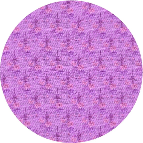 Ahgly Company Machine Washable Indoor Round Transitional Violet Purple Area Rugs, 4' Round