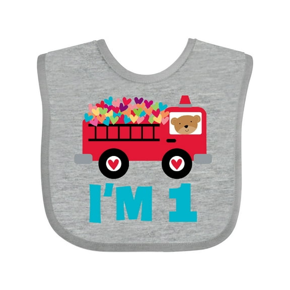 Inktastic 1st Birthday Fire Truck Boys or Girls Baby Bib