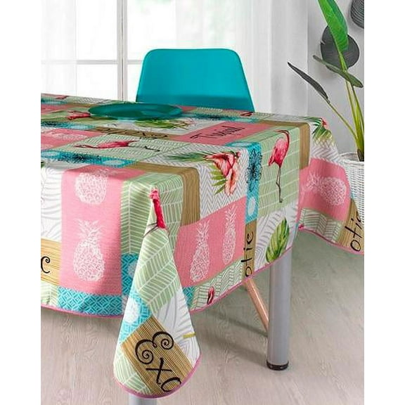 Flamingo 100% Polyester, Stain Resistant Tablecloth 137 x 59 inch